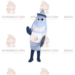 BIGGYMONKEY™ Blue Rocket-mascottekostuum met pet -