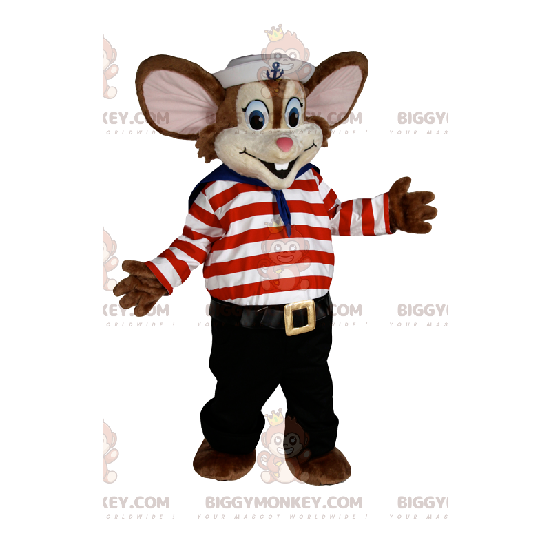 BIGGYMONKEY™ maskotkostume af lille mus i sømandsdragt. -