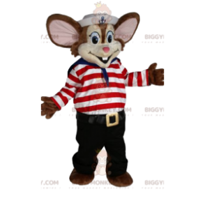 BIGGYMONKEY™ maskotkostume af lille mus i sømandsdragt. -