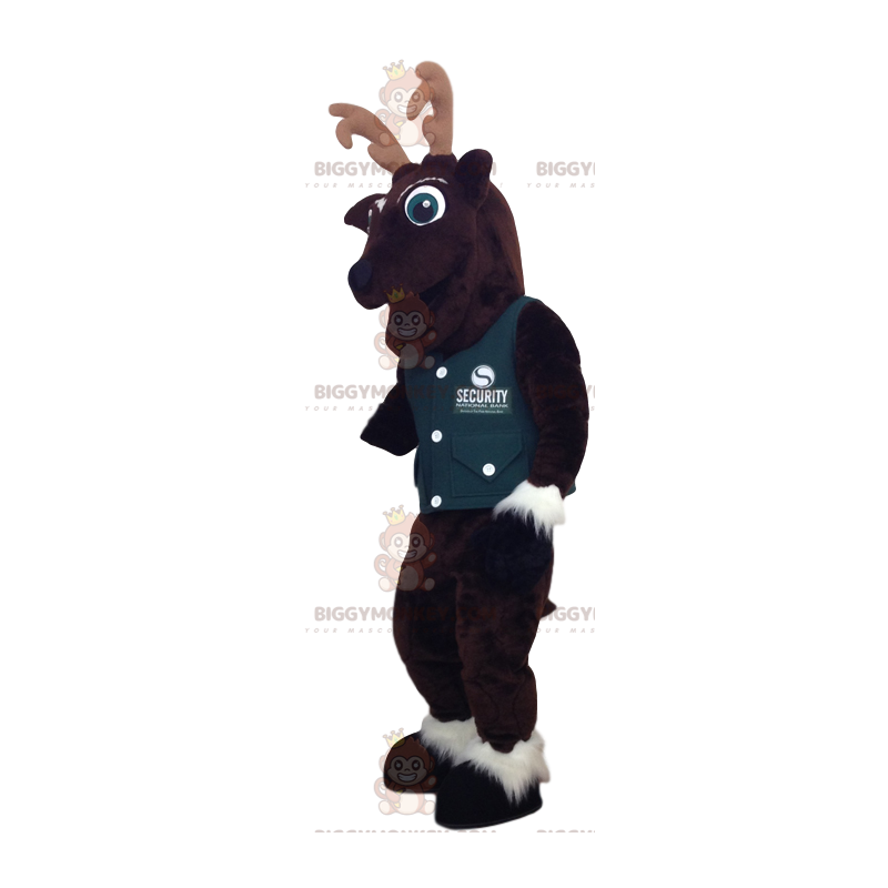 Costume de mascotte BIGGYMONKEY™ de cerf brun avec un gilet