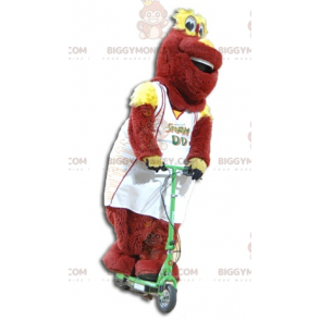 Disfraz de mascota BIGGYMONKEY™ de peluche rojo y amarillo en