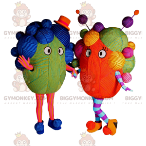 Traje de mascote BIGGYMONKEY™ de novelo de lã multicolorido. –