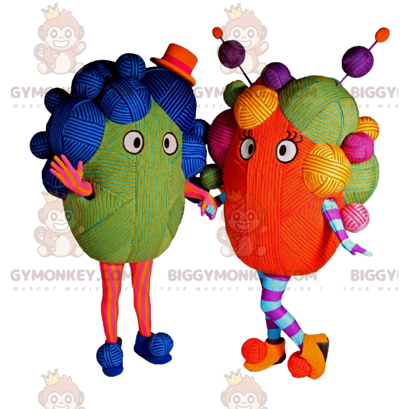 Traje de mascote BIGGYMONKEY™ de novelo de lã multicolorido. –