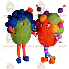 BIGGYMONKEY™ costume da mascotte in gomitolo multicolore. -