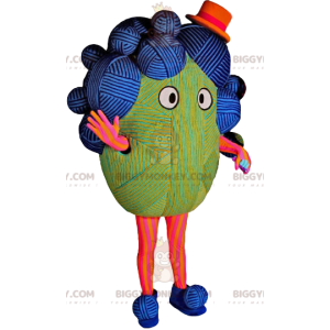 BIGGYMONKEY™ mascot costume of multicolored ball of yarn. –