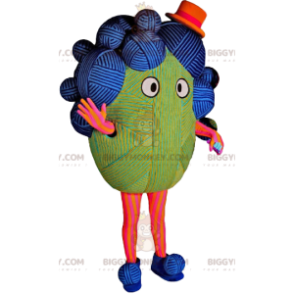 BIGGYMONKEY™ costume da mascotte in gomitolo multicolore. -