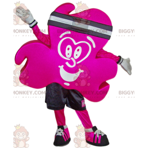 Costume da mascotte BIGGYMONKEY™ con trifoglio fucsia in