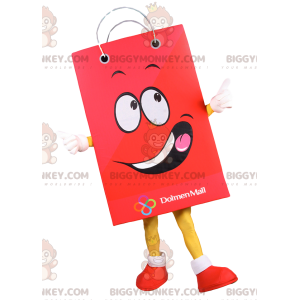 Costume da mascotte BIGGYMONKEY™ con sacchetto di carta rosso.