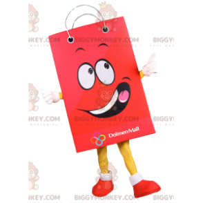 Costume da mascotte BIGGYMONKEY™ con sacchetto di carta rosso.