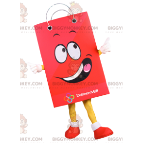 Costume de mascotte BIGGYMONKEY™ de sac en papier rouge.Costume