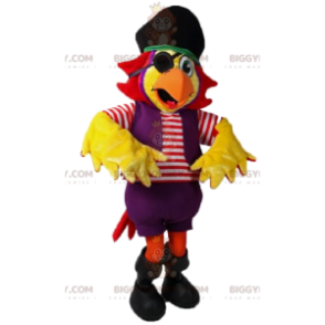 Kostým maskota BIGGYMONKEY™ Žlutý papoušek v pirátském oblečení