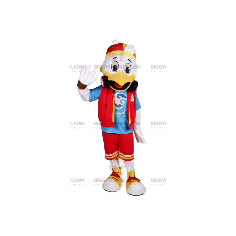 Casual φόρεμα με μασκότ BIGGYMONKEY™ White Duck -