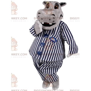 Costume de mascotte BIGGYMONKEY™ d'hyppotame gris en pyjama