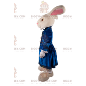 White Rabbit BIGGYMONKEY™ Mascot Costume with Blue Velvet