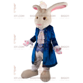 White Rabbit BIGGYMONKEY™ Mascot Costume with Blue Velvet