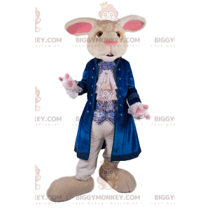Fantasia de mascote de coelho branco BIGGYMONKEY™ com jaqueta