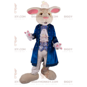 Kostým maskota bílého králíka BIGGYMONKEY™ s modrým sametovým