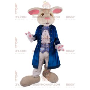 White Rabbit BIGGYMONKEY™ Mascot Costume with Blue Velvet