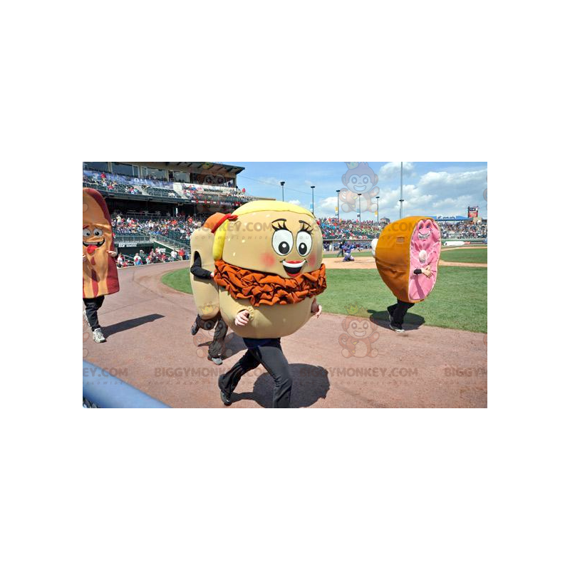 Kostým maskota BIGGYMONKEY™ obří béžový a oranžový burger –