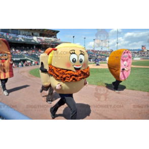 Giant Beige and Orange Burger BIGGYMONKEY™ Mascot Costume -