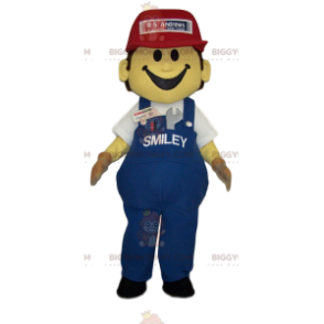 BIGGYMONKEY™ Mascot Costume of Snowman in Jeans Overalls and