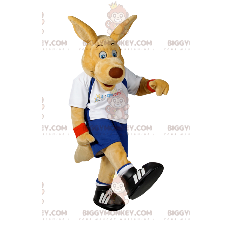 Kostým maskota BIGGYMONKEY™ béžového psa ve sportovním