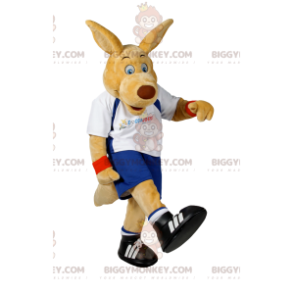 Kostým maskota BIGGYMONKEY™ béžového psa ve sportovním
