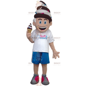 Disfraz de mascota Little Boy BIGGYMONKEY™ con cono de helado -