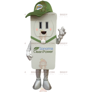 Traje de mascote BIGGYMONKEY™ branco com controle remoto. traje