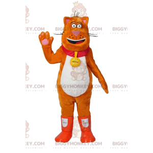 Grote oranje kat BIGGYMONKEY™ mascottekostuum. dikke kat
