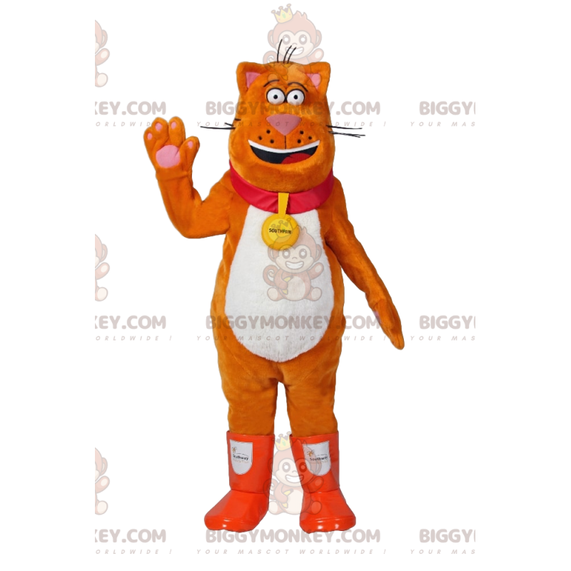 Kostým maskota Big Orange Cat BIGGYMONKEY™. kostým tlusté kočky