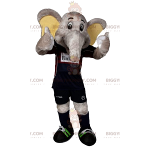 BIGGYMONKEY™ mascotte kostuum grijze olifant voetbal outfit -