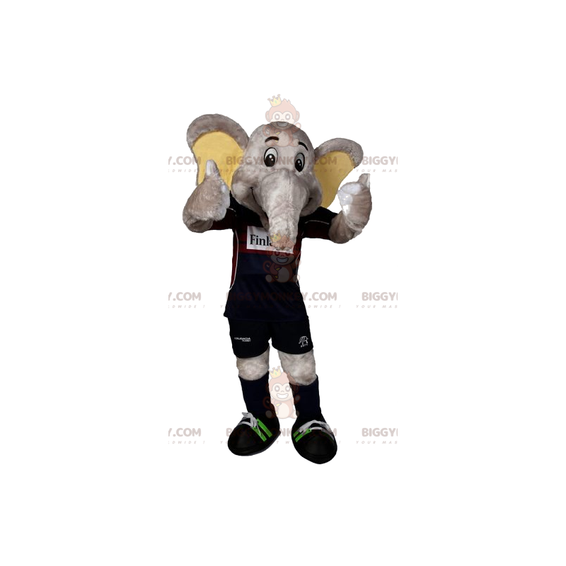 BIGGYMONKEY™ Maskottchen-Kostüm Graues Elefant-Fußball-Outfit -