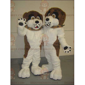 2 BIGGYMONKEY™s brown black and white dog mascots –