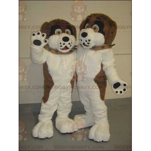 Duo de mascottes BIGGYMONKEY™ de chiens marron noirs et blancs