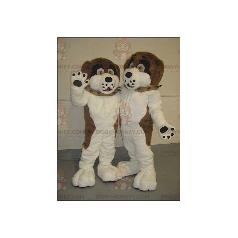 Duo de mascottes BIGGYMONKEY™ de chiens marron noirs et blancs