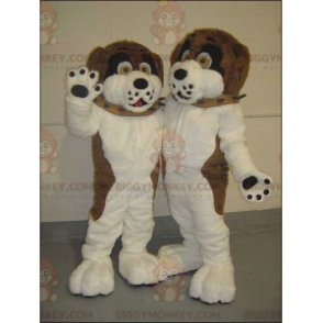 2 BIGGYMONKEY's bruine zwart-witte hondenmascottes -