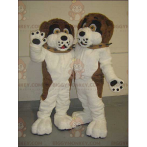 Duo de mascottes BIGGYMONKEY™ de chiens marron noirs et blancs