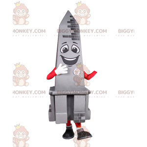 Disfraz de mascota Obelisco gris sonriente BIGGYMONKEY™.