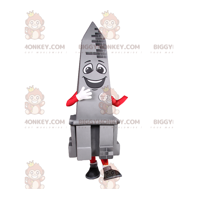 Disfraz de mascota Obelisco gris sonriente BIGGYMONKEY™.