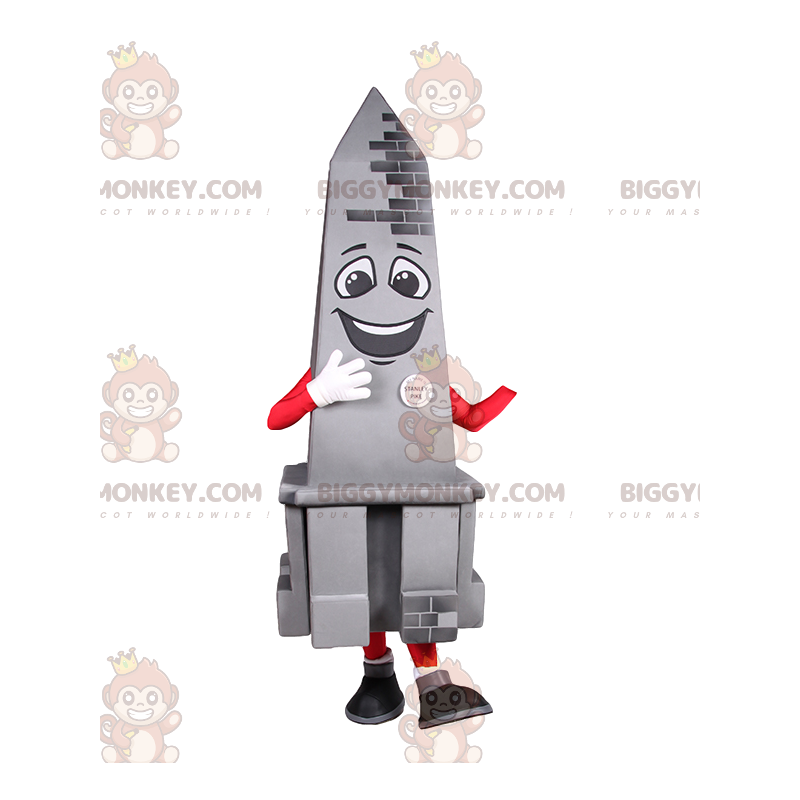 Smilende grå obelisk BIGGYMONKEY™ maskotkostume. Obelisk