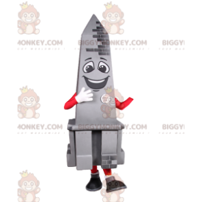 Smiling Gray Obelisk BIGGYMONKEY™ Mascot Costume. Obelisk