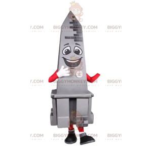 Lächelnder grauer Obelisk BIGGYMONKEY™ Maskottchen-Kostüm.