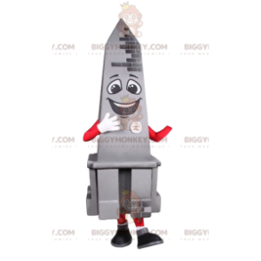 Glimlachend grijze obelisk BIGGYMONKEY™ mascottekostuum.