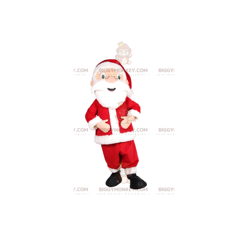 Costume de mascotte BIGGYMONKEY™ du Père Noël super heureux.