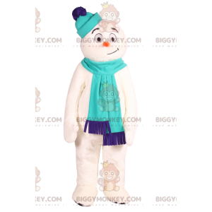 Disfraz de mascota BIGGYMONKEY™ muñeco de nieve con bufanda