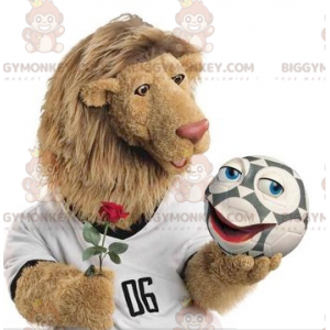 Lion BIGGYMONKEY™ maskotdräkt med stor hårig man - BiggyMonkey