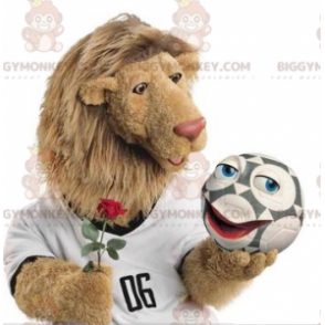 Traje de mascote de leão BIGGYMONKEY™ com grande juba peluda –