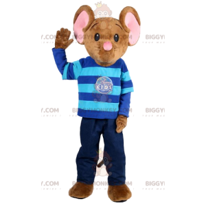 BIGGYMONKEY™ mascottekostuum van bruine muis in jeans en