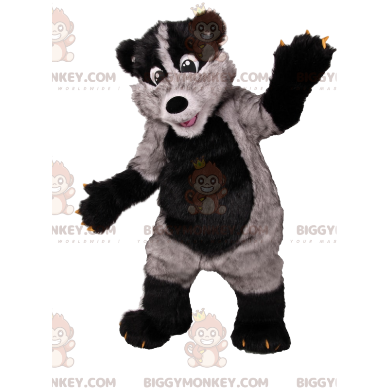 Super fun black and gray bear BIGGYMONKEY™ mascot costume. bear